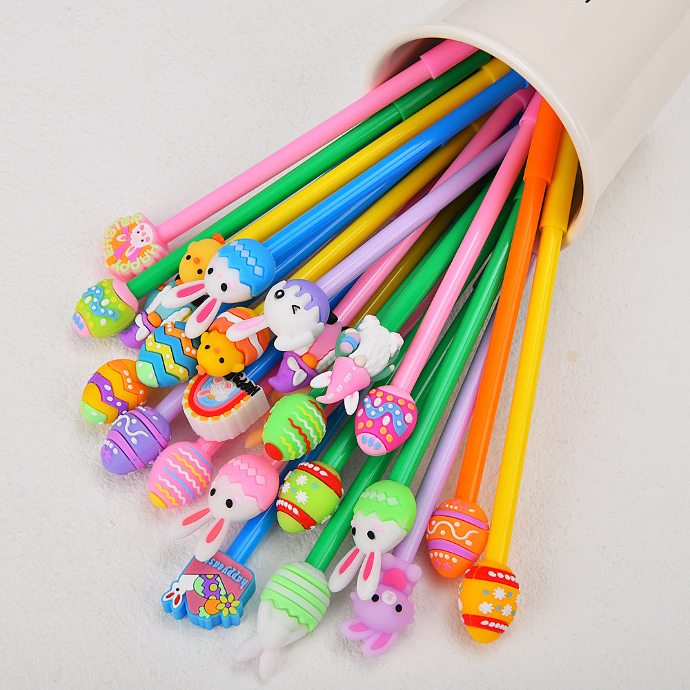 Cartoon Silicone Easter Bunny Pen Creative Topper Gel Pen Black Ink Journal Pen