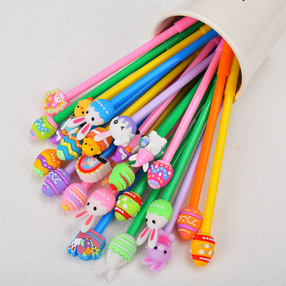 Cartoon Silicone Easter Bunny Pen Creative Topper Gel Pen Black Ink Journal Pen