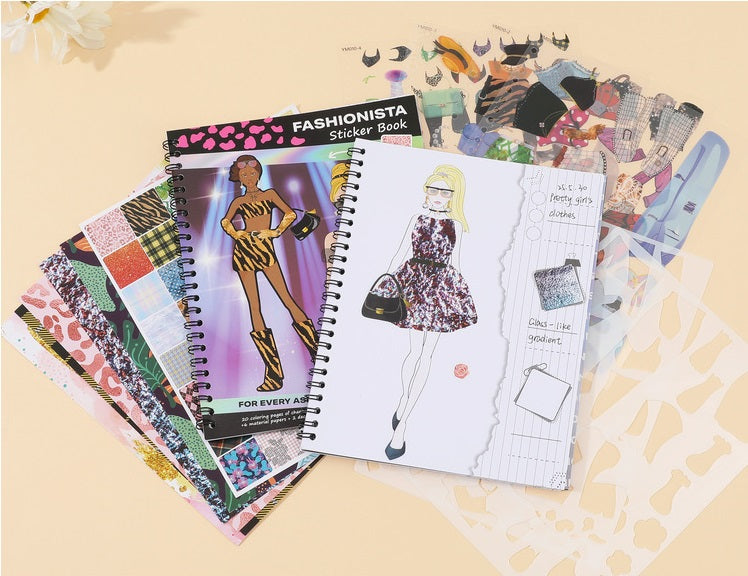 Dress-Up Sticker Book Set, Fashion Coloring & Outfit Stickers for Girls