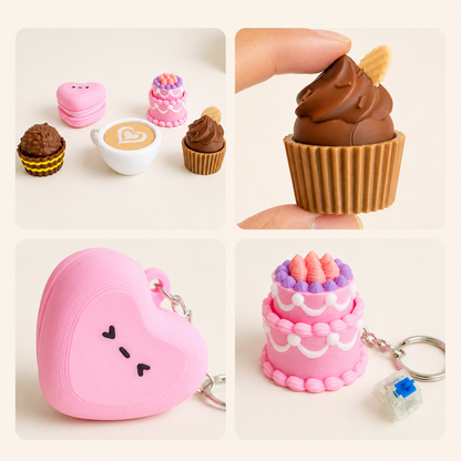 3D Printed Café Treat Clicker Keychain – Food Fidget Bag Charm
