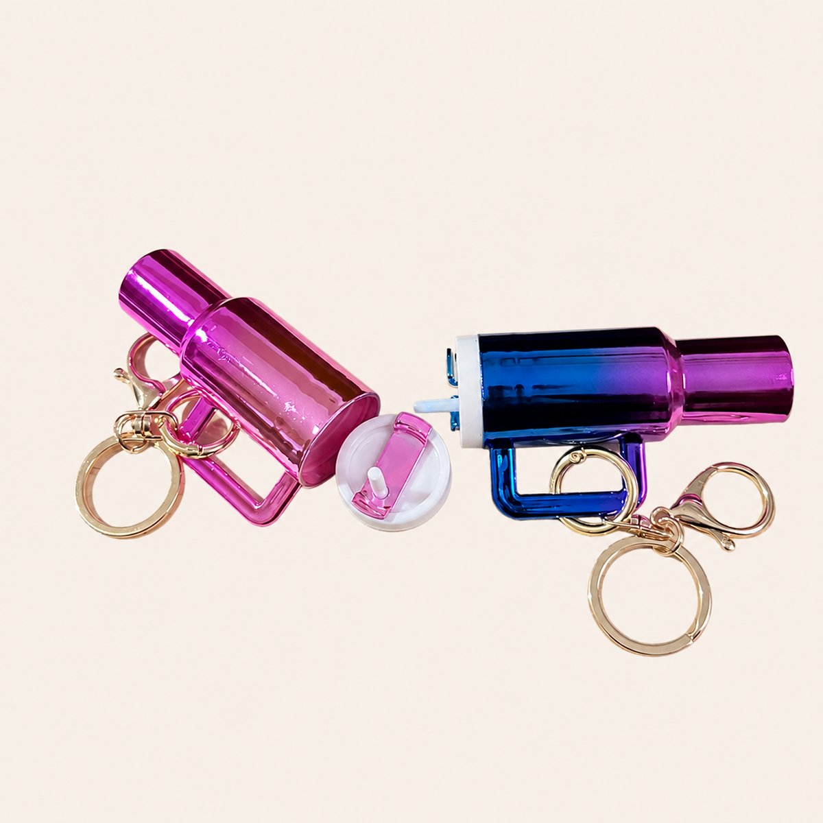 Mini Tumbler Bag Charm Keychain Holographic Rainbow Plastic Cup Charm Accessory