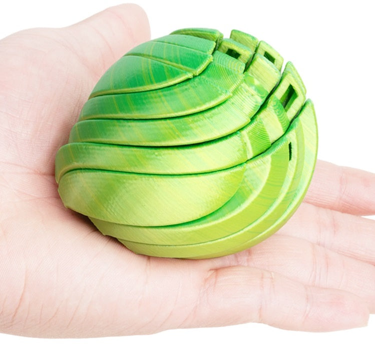 3D Printed Transforming Fidget Ball – Spiral Sensory Desk Toy & Puzzle Stress Relief Gift