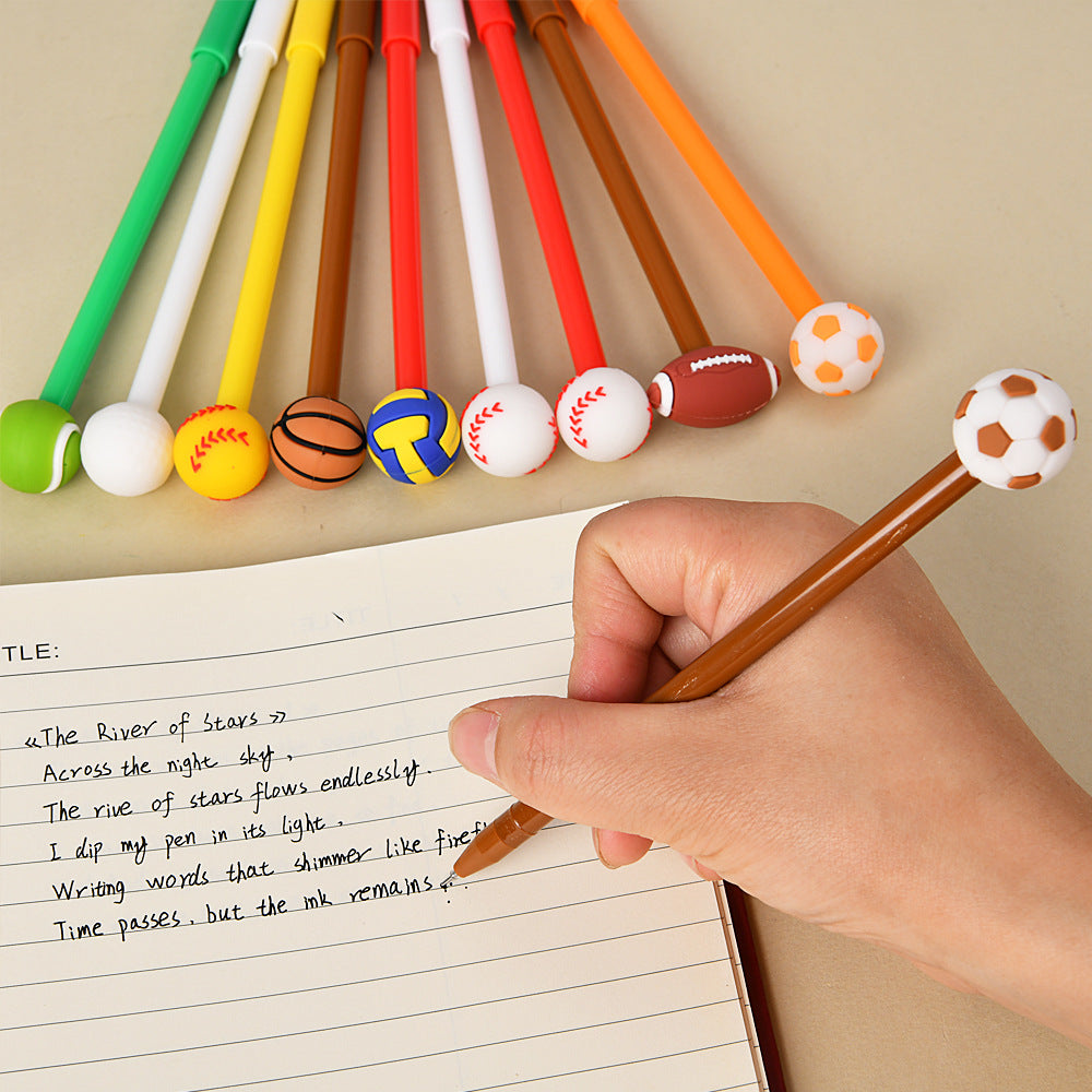 Sports Ball Silicone Top Gel Pen Black Ink Creative Ballpoint Pen