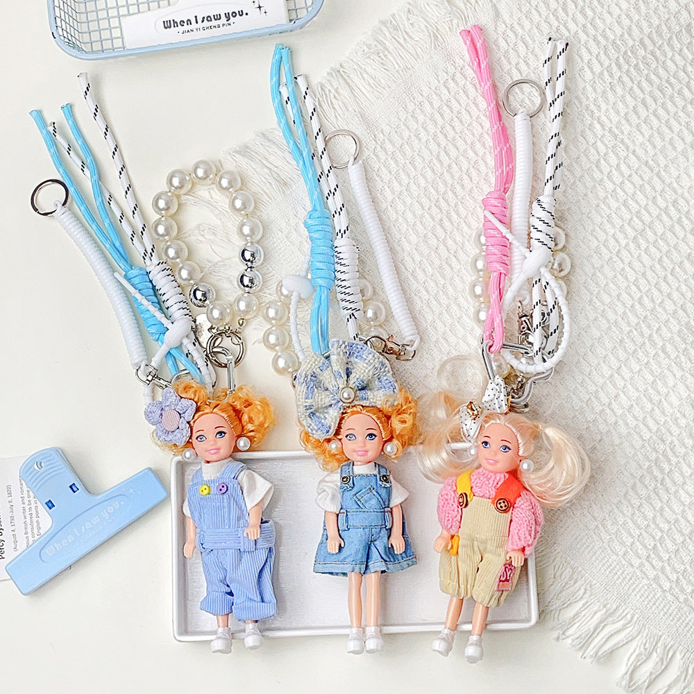 Chic Fashion Doll Keychain Cute Knitted Cartoon Doll Bag Charm Pendant Accessory