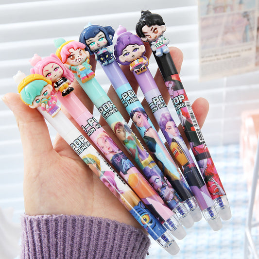 K-pop Demon Girl Squad Twist Ballpoint Pen Set Anime Theme Black Ink Pens