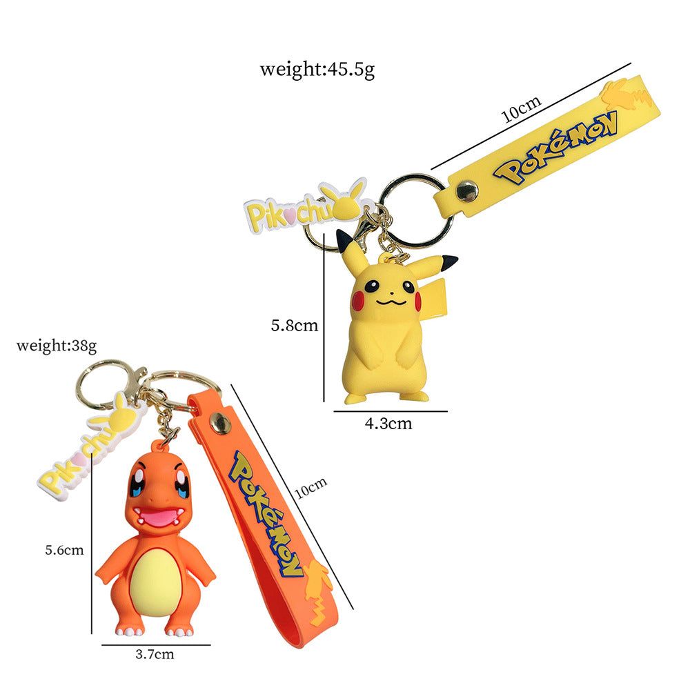 Cartoon Pikachu Silicone Keychain Pokémon Mini Figure Bag Charm Pendant
