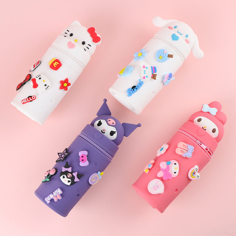 Cartoon Character Silicone Pencil Case & Desk Organizer for Kids and Students