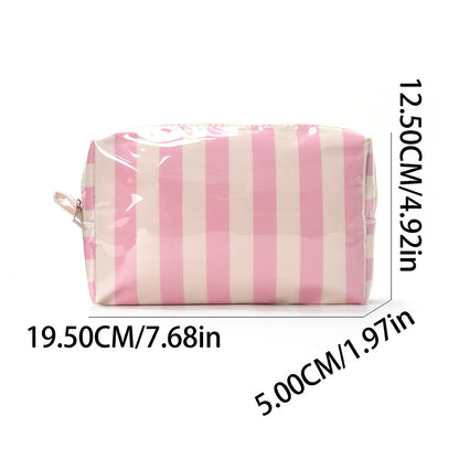 Waterproof Clear Striped Striped Makeup Pouch Travel Toiletry Bag