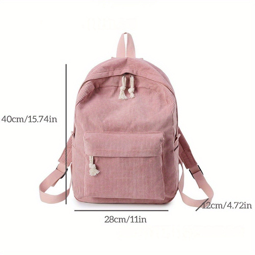 Personalized Corduroy Backpack Lunch Bag Custom Chenille Letter Bag with Charms