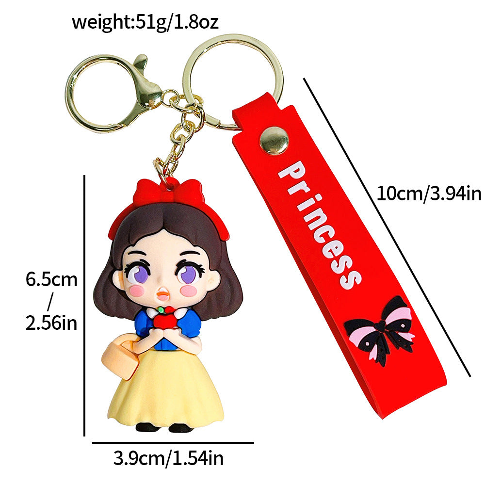 Cute Cartoon Princess Backpack Charm – Soft Silicone Keychain for Bags & Car Keys