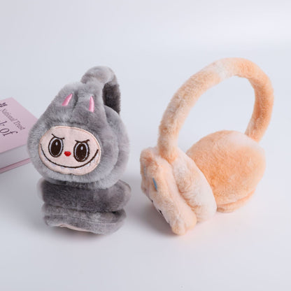 Winter Labubu Tie Dyed Fuzzy Ear Muffs Warm Plush Earmuffs  Cozy Frost-Proof Ear Warmers