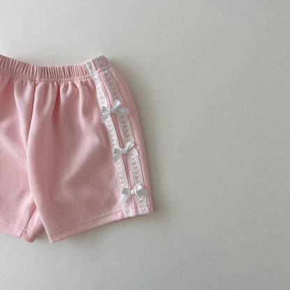 Girls Long Sleeve Top & Shorts Set Cute Bow Detail Two Piece Outfit for Toddlers & Kids