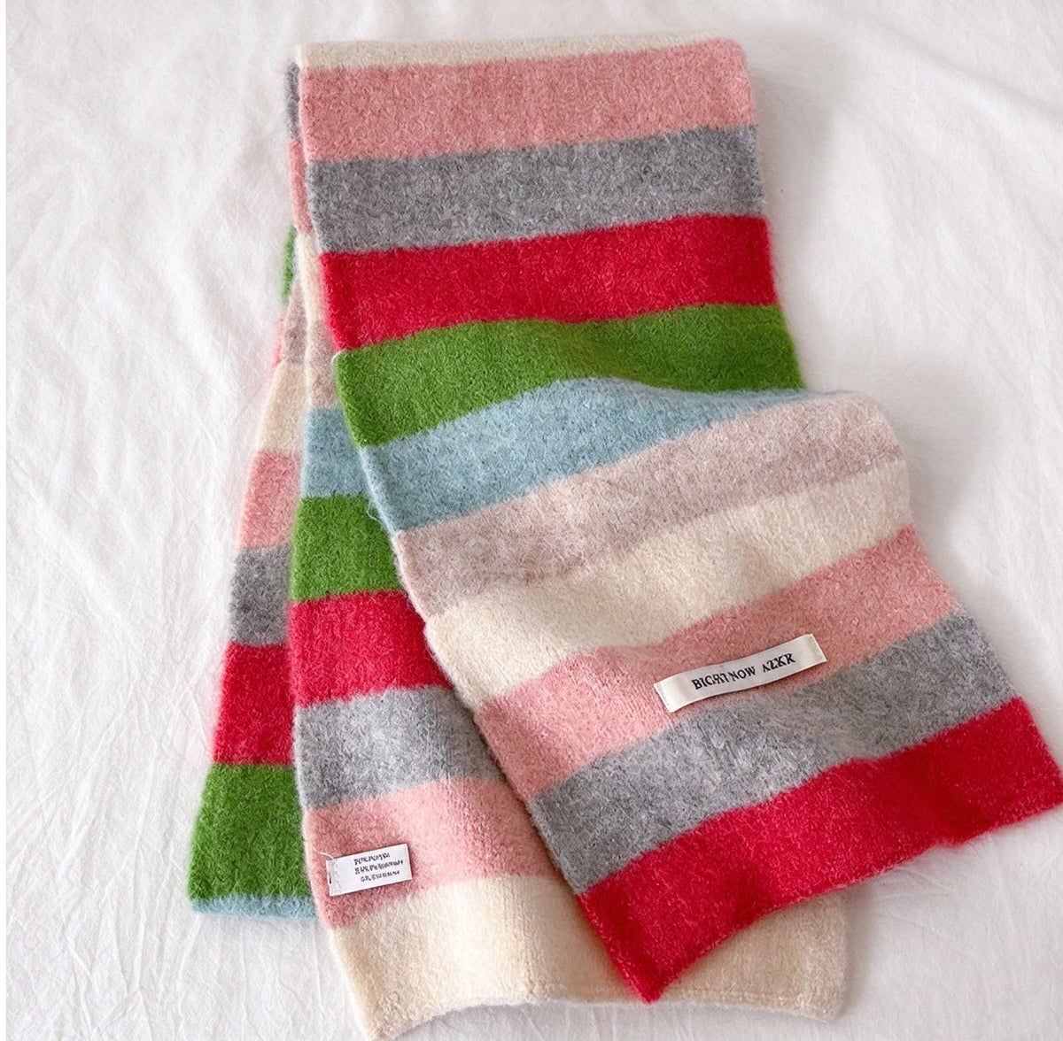 Multicolor Stripe Scarf, Soft Knit Winter Scarf for Women