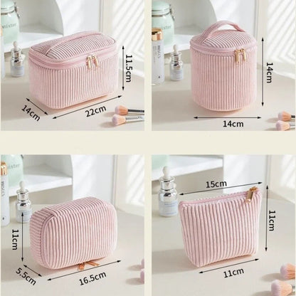 Velvet Makeup Bag Set Travel Cosmetic Organizer Pouch Large Capacity 4-Piece Toiletry Storage Kit