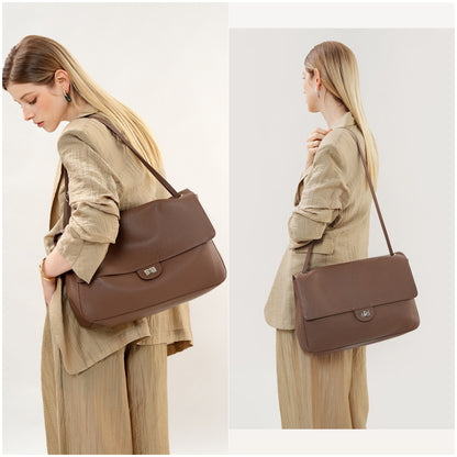Slouchy Flap Shoulder Bag in Leather or Suede