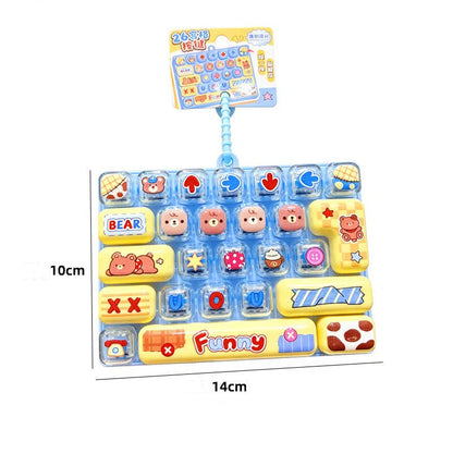 Transparent Dual-Color 26-Key Fidget Keyboard Keychain – Clicky Stress Relief Toy
