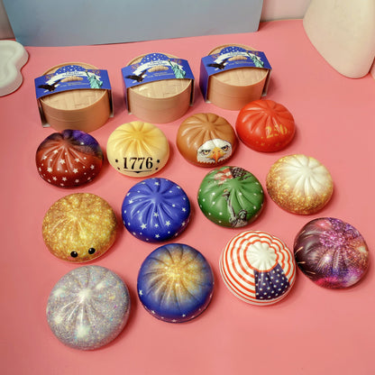 4th of July Mystery Squishy Dumpling Realistic Steamed Bun Stress Relief Squeeze Toy