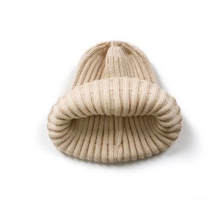 Girls Bow Embroidered Knit Beanie – Ribbed Cuffed Winter Hat, Ages 3–10