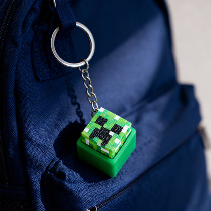 3D Printed Pixel Block Fidget Clicker Keychain – Mechanical Keyboard Feel Push Button Toy & Bag Charm