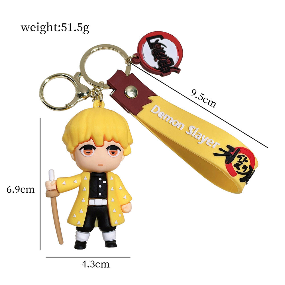 Cartoon Demon Slayer Silicone Keychain Pokémon Mini Figure Bag Charm Pendant