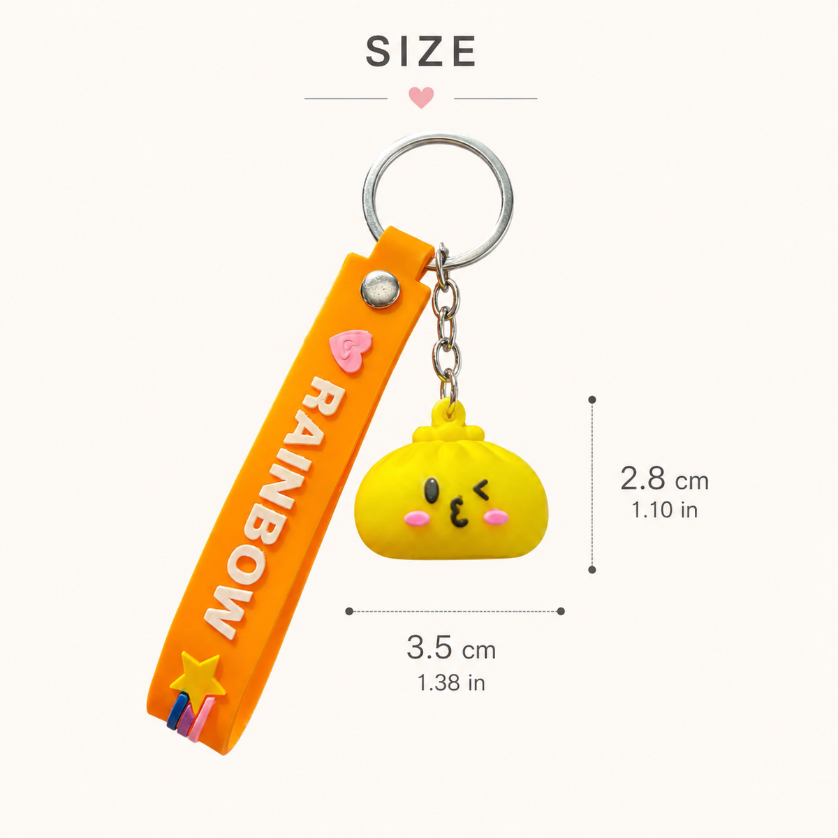 Cute Kawaii Dumpling Silicone Keychain with Rainbow Wrist Strap
