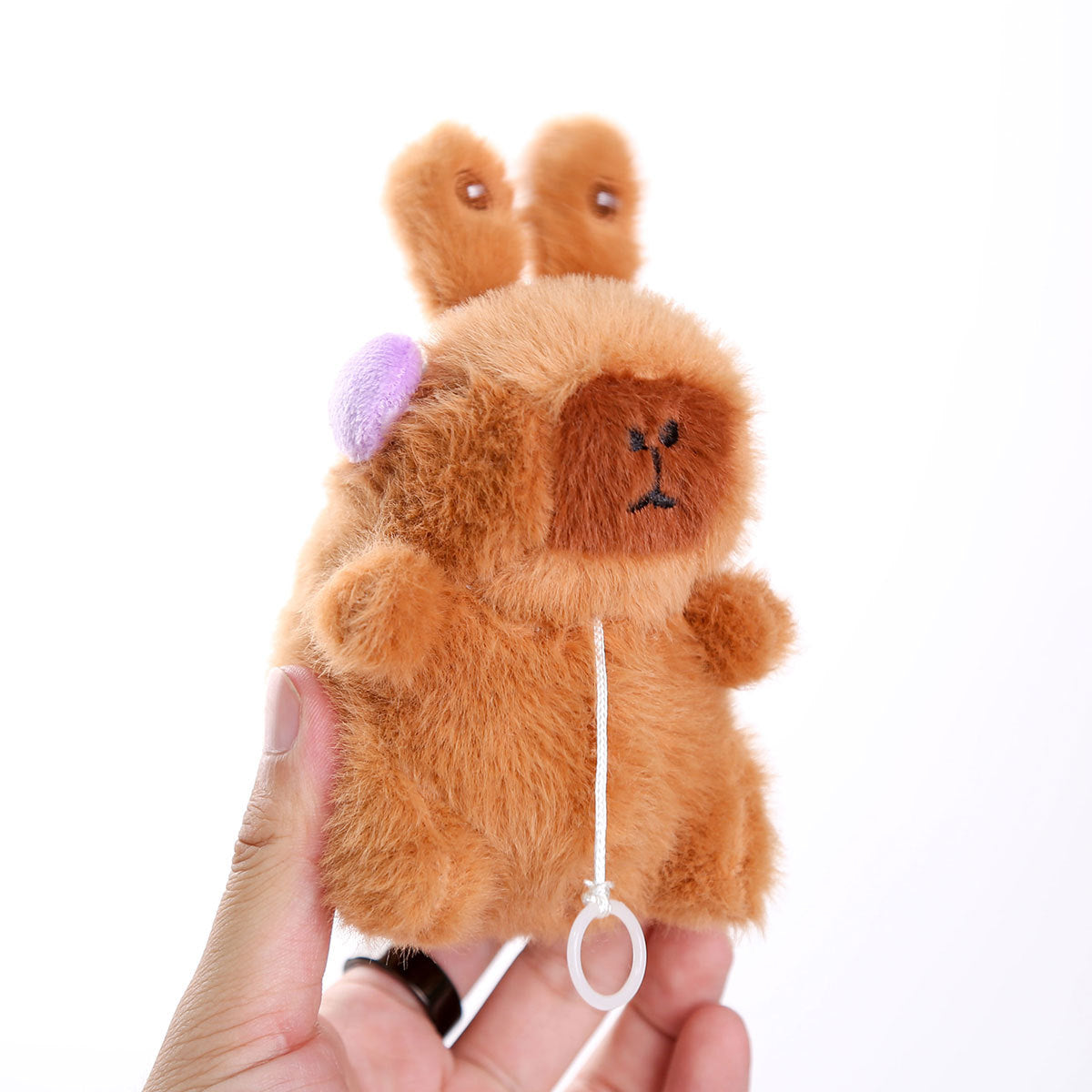 Interactive Capybara Plush Keychain – Pull-String Wiggling Bag Charm