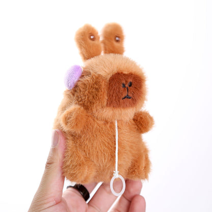 Interactive Capybara Plush Keychain – Pull-String Wiggling Bag Charm