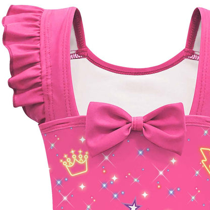 K-pop Demon Hunter Print Girls One-Piece Swimsuit Ruffles Swimwear