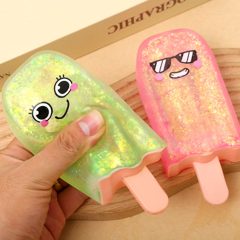 Glitter Popsicle Squishy Stress Relief Soft Squeeze Fidget Sensory Toy