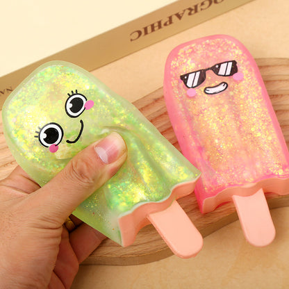 Glitter Popsicle Squishy Stress Relief Soft Squeeze Fidget Sensory Toy