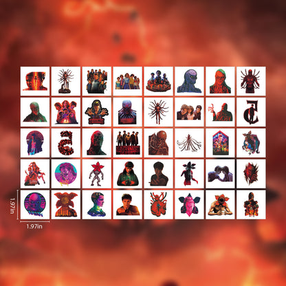 20 Sheets Stranger Things Colorful Cartoon Graffiti Temporary Tattoo Stickers