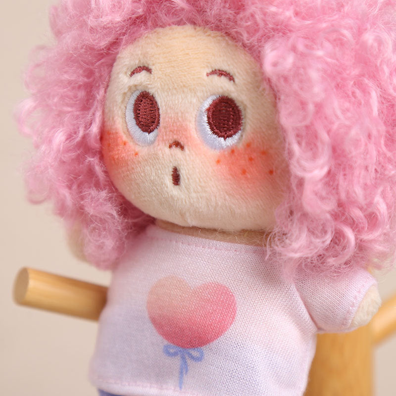 Curly Hair Plush Doll Bag Charm – Cute Character Keychain