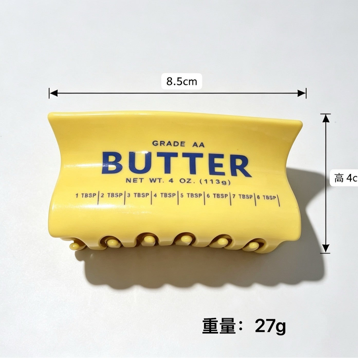 Butter Hair Claw Clip Fun Food Inspired Acrylic Hair Clip Novelty Hair Accessory for Women & Girls