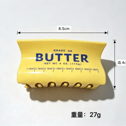 Butter Hair Claw Clip Fun Food Inspired Acrylic Hair Clip Novelty Hair Accessory for Women & Girls