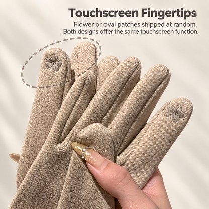 Women’s Touchscreen Winter Gloves with Faux Rabbit Fur Cuffs & Warm Fleece Lining