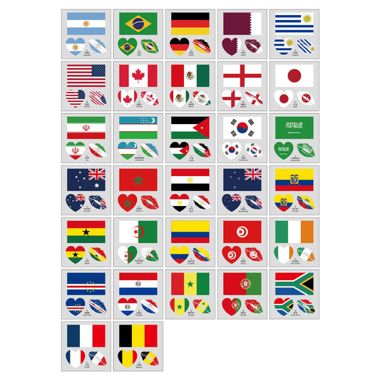 2026 World Cup Flag Temporary Tattoos Soccer Fan Face Stickers Water Transfer
