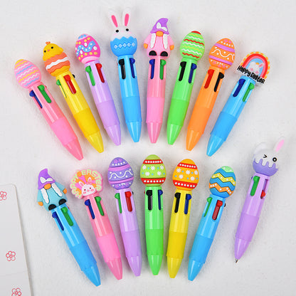 Mini 4-Color Click Pen – Creative Easter Bunny, Egg & Chick Design Journal Pen