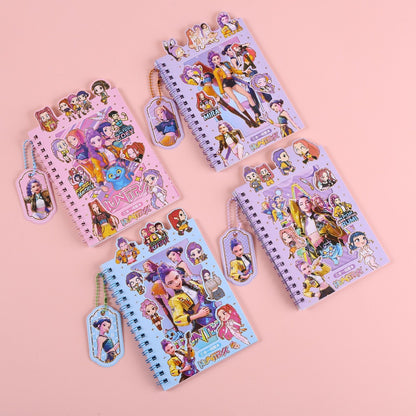 3-in-1 Spiral Notebook Set with Stickers & Memo Pad K-POP Demon Hunters Theme & Cartoon Styles