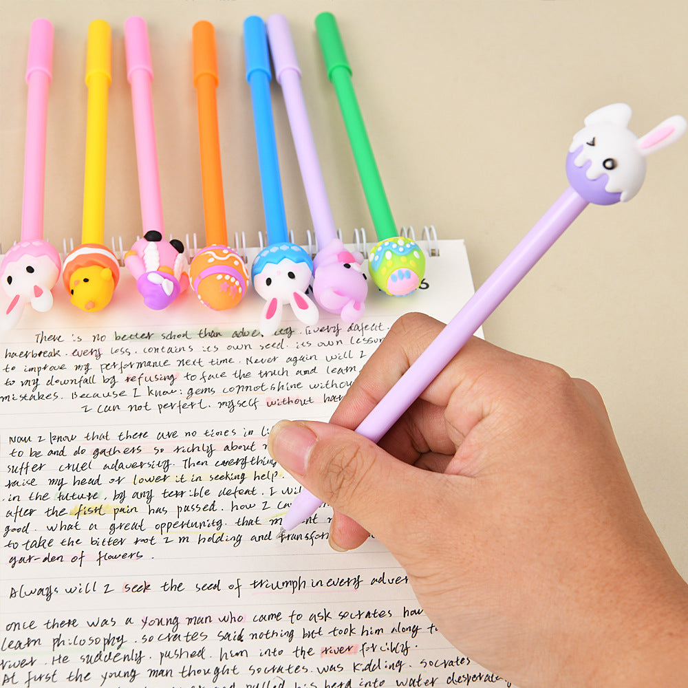 Cartoon Silicone Easter Bunny Pen Creative Topper Gel Pen Black Ink Journal Pen