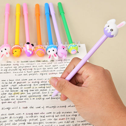Cartoon Silicone Easter Bunny Pen Creative Topper Gel Pen Black Ink Journal Pen