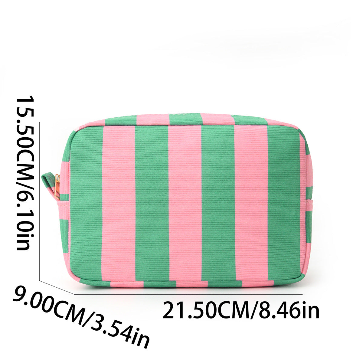 Corduroy Striped Makeup Pouch Travel Toiletry Bag