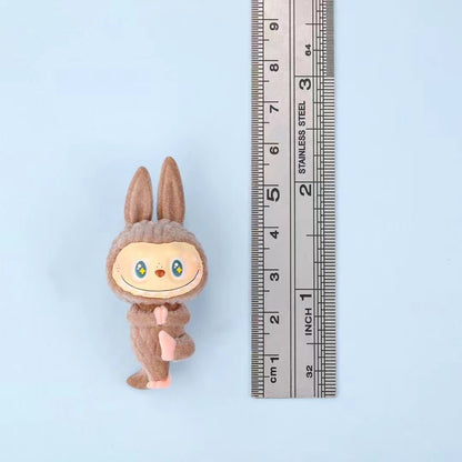 Cartoon Lazy Yoga Labubu Flocked Mini Cute Figurine Toy Ornament Decor DIY Accessory