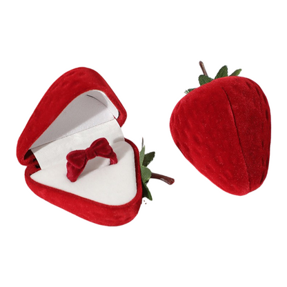 Strawberry Ring-Shaped Flocked Jewelry Box Cute Velvet Ring Display & Gift Packaging