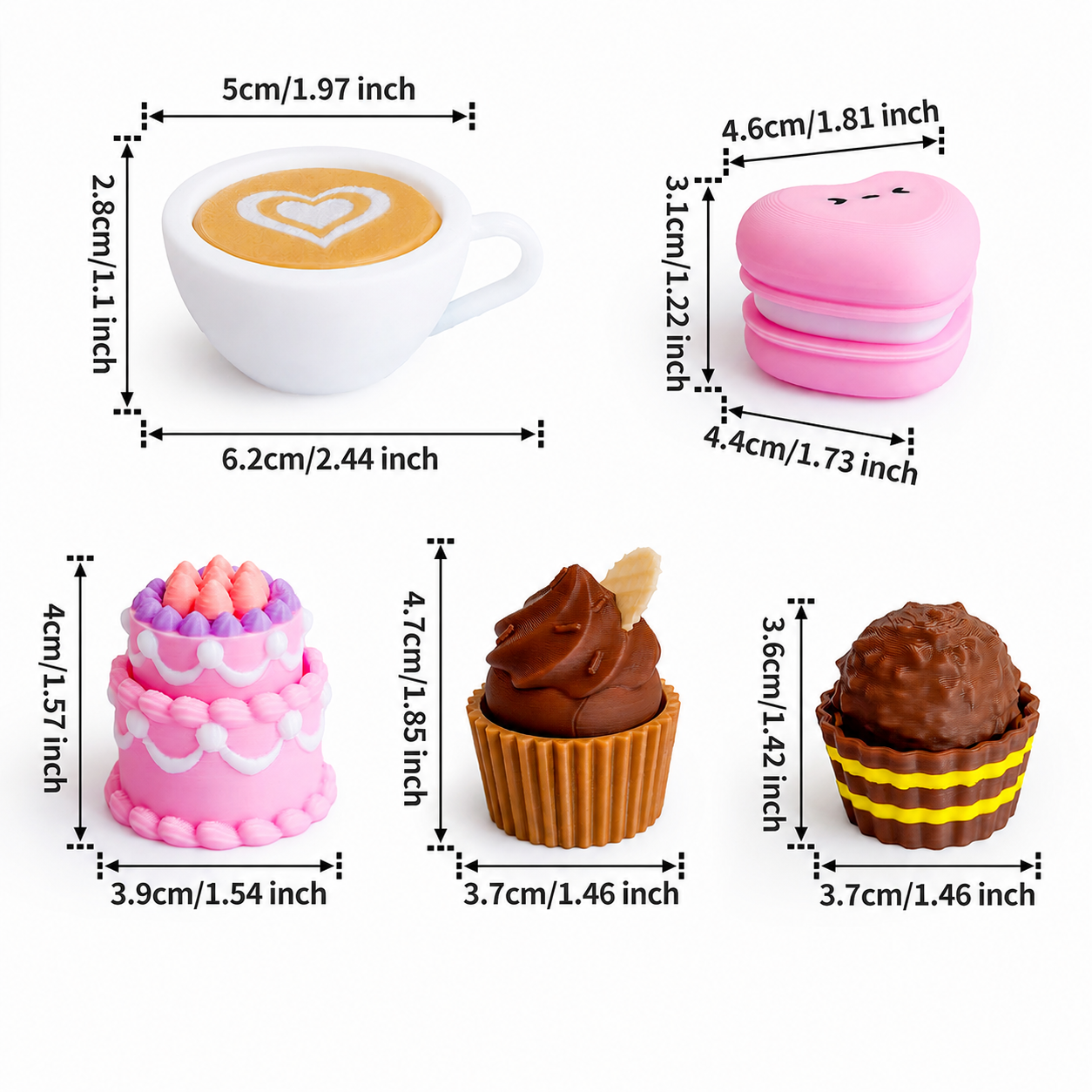 3D Printed Café Treat Clicker Keychain – Food Fidget Bag Charm