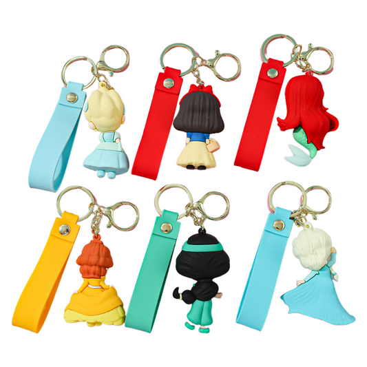 Cute Cartoon Princess Backpack Charm – Soft Silicone Keychain for Bags & Car Keys