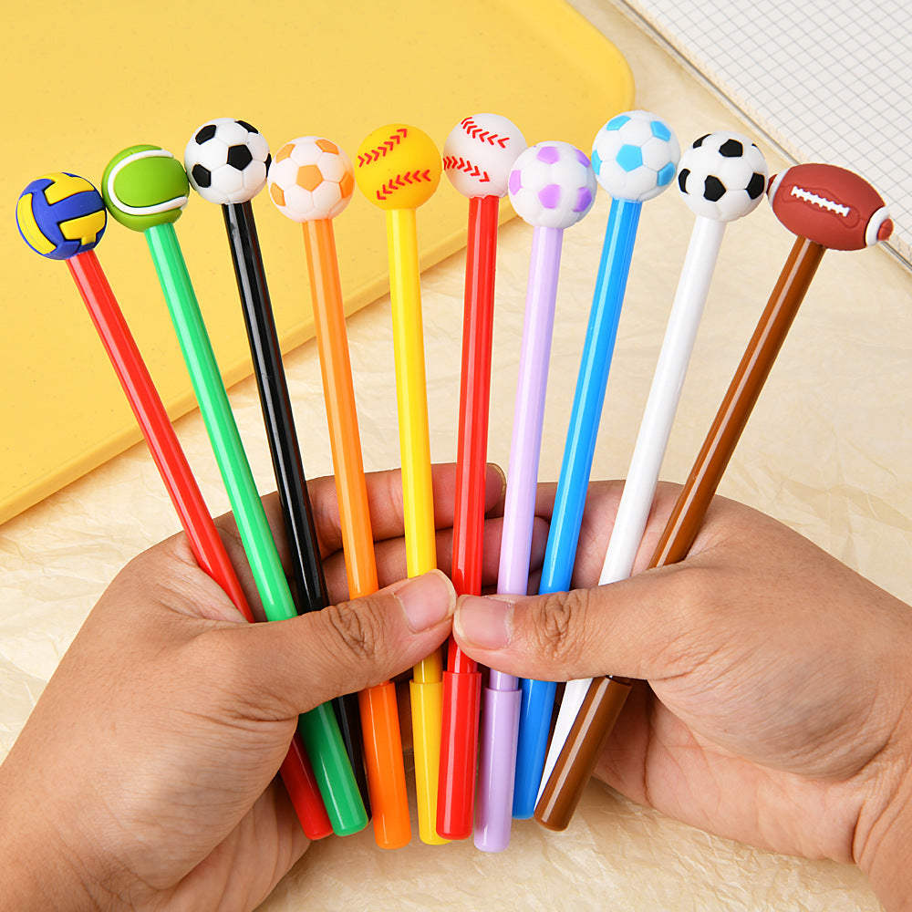 Sports Ball Silicone Top Gel Pen Black Ink Creative Ballpoint Pen