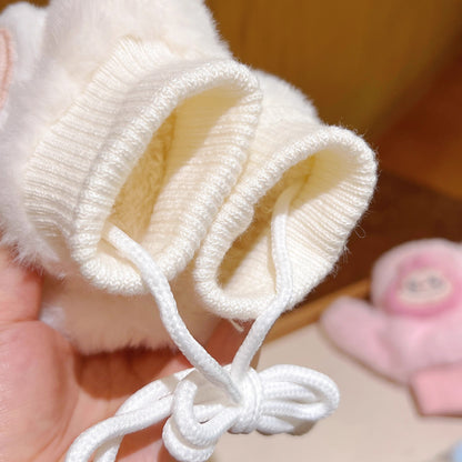 Kids Winter Gloves with Lanyard Thick Fleece-Lined Mittens Plush Warm & Cozy for Boys and Girls