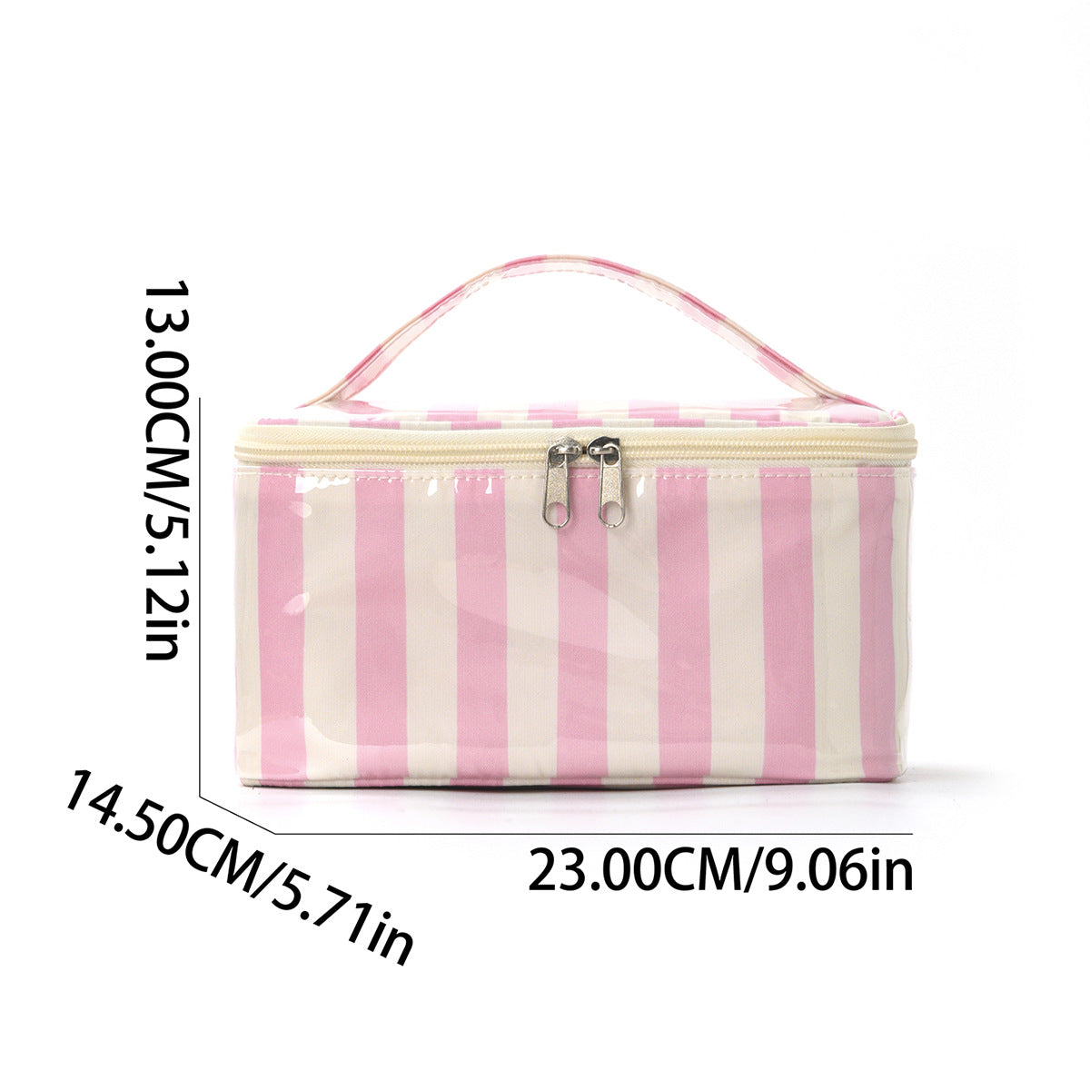 PVC Striped Waterproof Clear Cosmetic Bag Makeup Travel Toiletry Organizer Carry Pouch