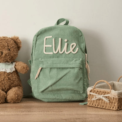 Personalized Corduroy Backpack Lunch Bag Custom Chenille Letter Bag with Charms