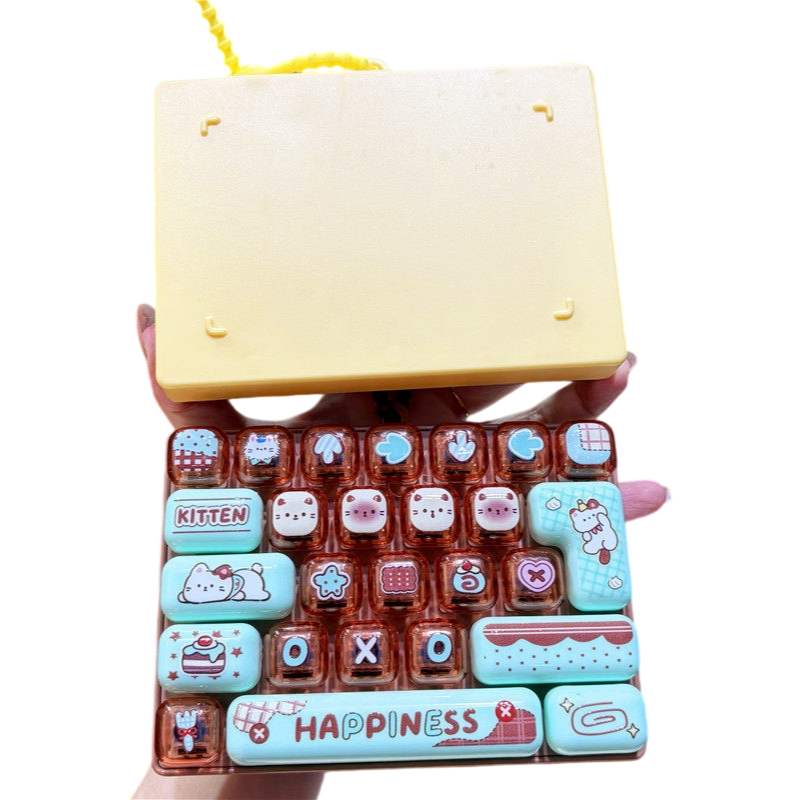 Transparent Dual-Color 26-Key Fidget Keyboard Keychain – Clicky Stress Relief Toy